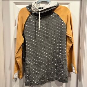 Source Unknown Gray and Orange Polka Dot Hoodie